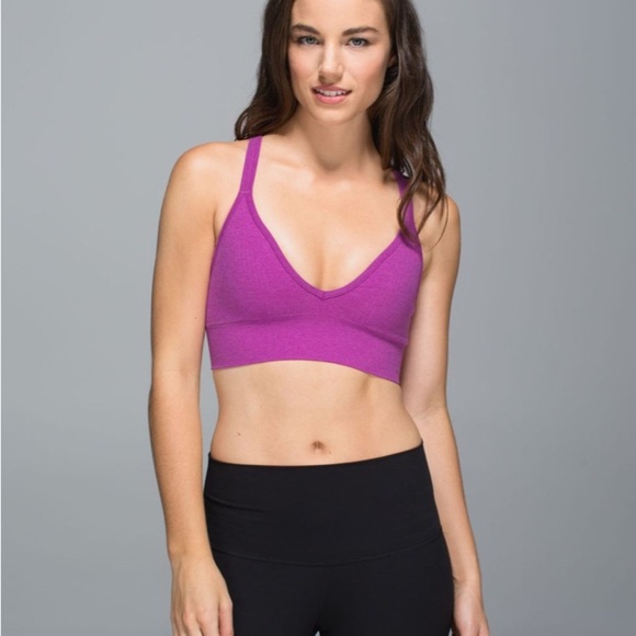 lululemon athletica Seamless Plunge Bra Heathered Ultra Violet Sz 8 - Picture 11 of 11